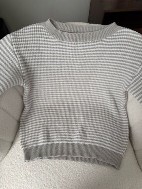 Neutral Striped Crewneck Sweater - Women